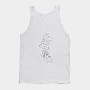 hanging sneakers minmal abstract line art, nike shoes, sports shoes Tank Top